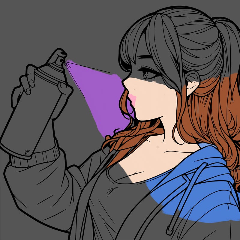 a realistic girl spray, painting