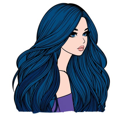 realistic girl with long realistic hair