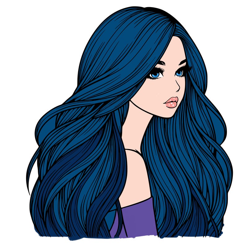 realistic girl with long realistic hair