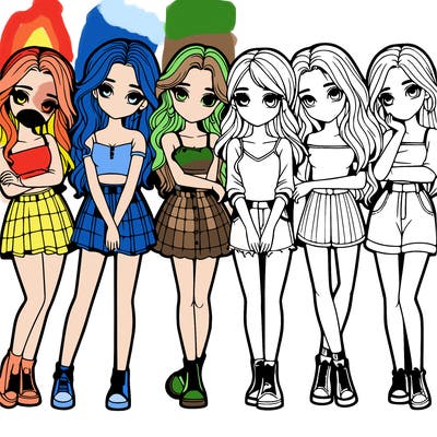 a group of girls realistic