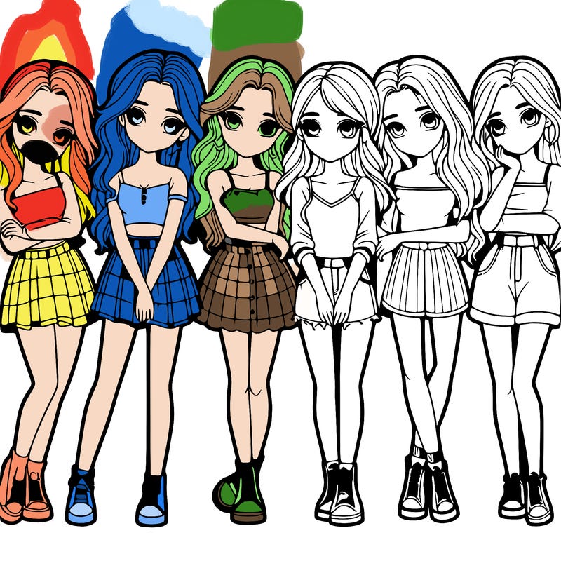 a group of girls realistic