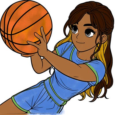 realistic girl playing basketball