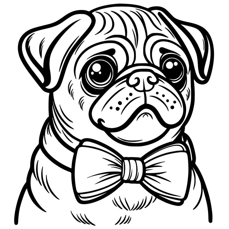 a pug dog wearing a bow tie