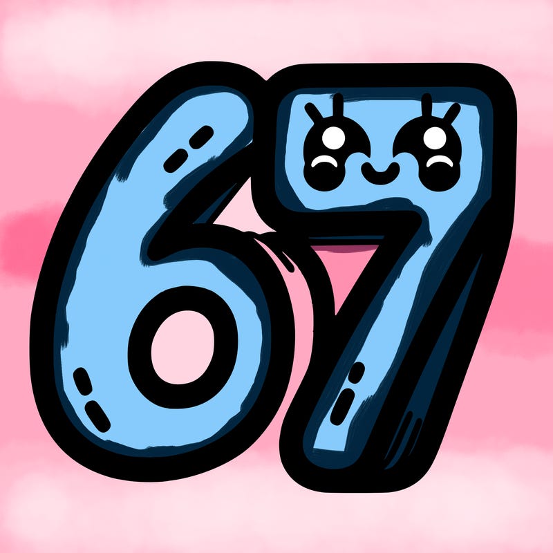 the numbers 67