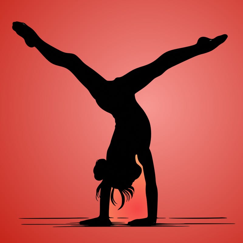 realistic gymnastic hand stand girl in four splits