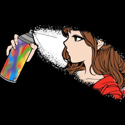 a realistic girl spray, painting