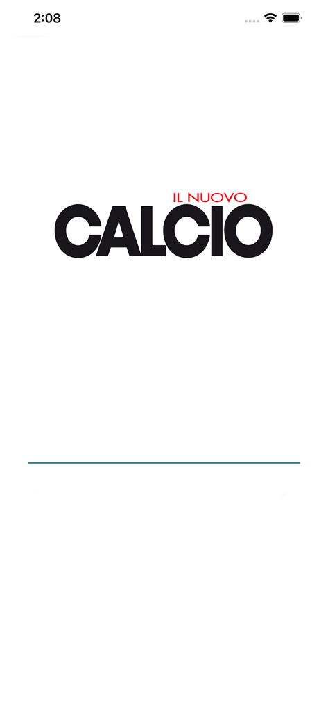 Nuovo Calcio - Logo della rivista di calcio Il Nuovo Calcio su una schermata di avvio bianca