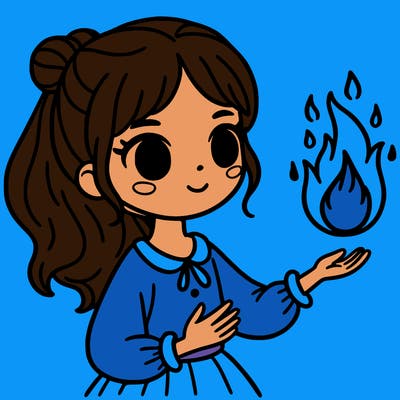 a girl with fire in her hand