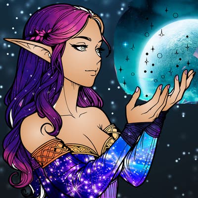 realistic elf girl doing magic