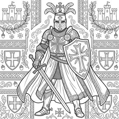 Unleash your creativity with this magnificent Teutonic Knight coloring page, specifically designed for seniors. Enjoy the bold outlines and intricate historical details that promise a rewarding and relaxing artistic experience.