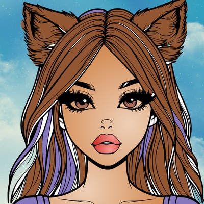 realistic girl with fox ears and realistic lips