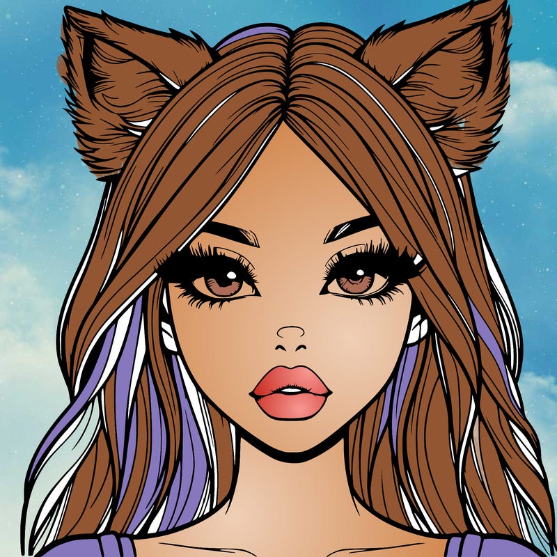 realistic girl with fox ears and realistic lips