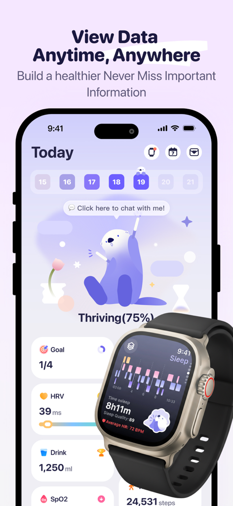 OtterLife: AI Health Tracker - OtterLife health tracker interface showing a daily summary on iPhone and sleep analysis on Apple Watch