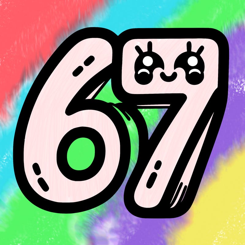 the numbers 67
