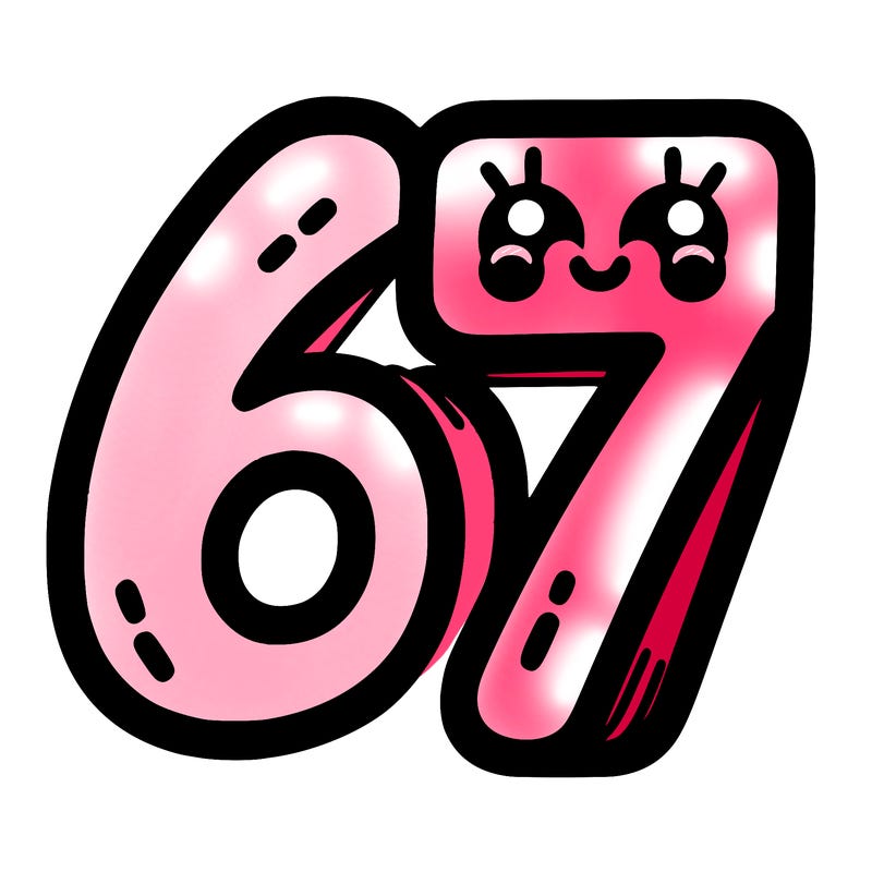 the numbers 67