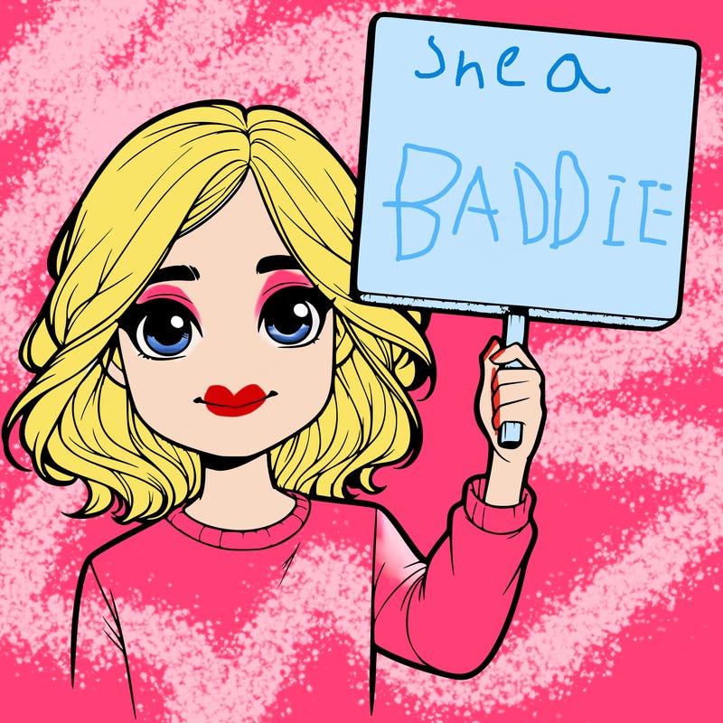 realistic girl holding up a sign