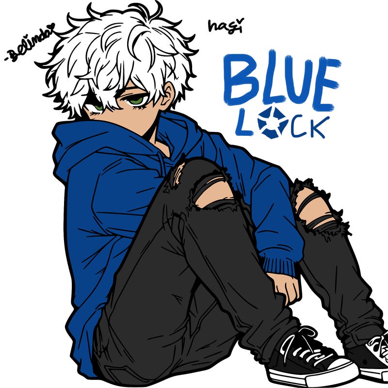 a male hoddie ripped jeans messy hair anime