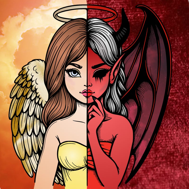 realistic angel half demon