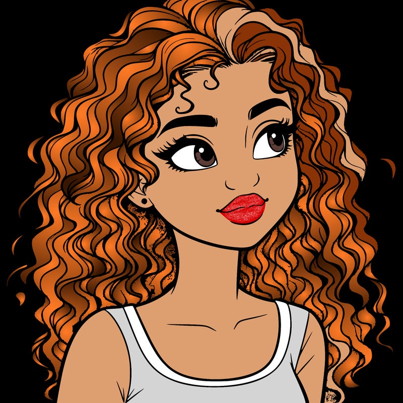 realistic girl with curly hair
