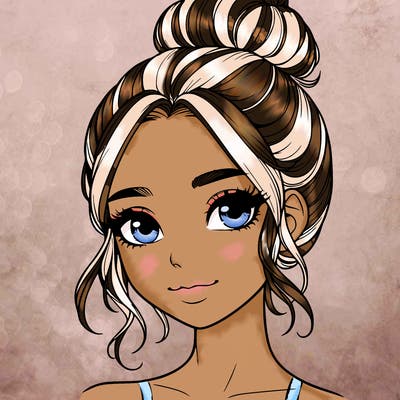 realistic pretty girl with hair in bun