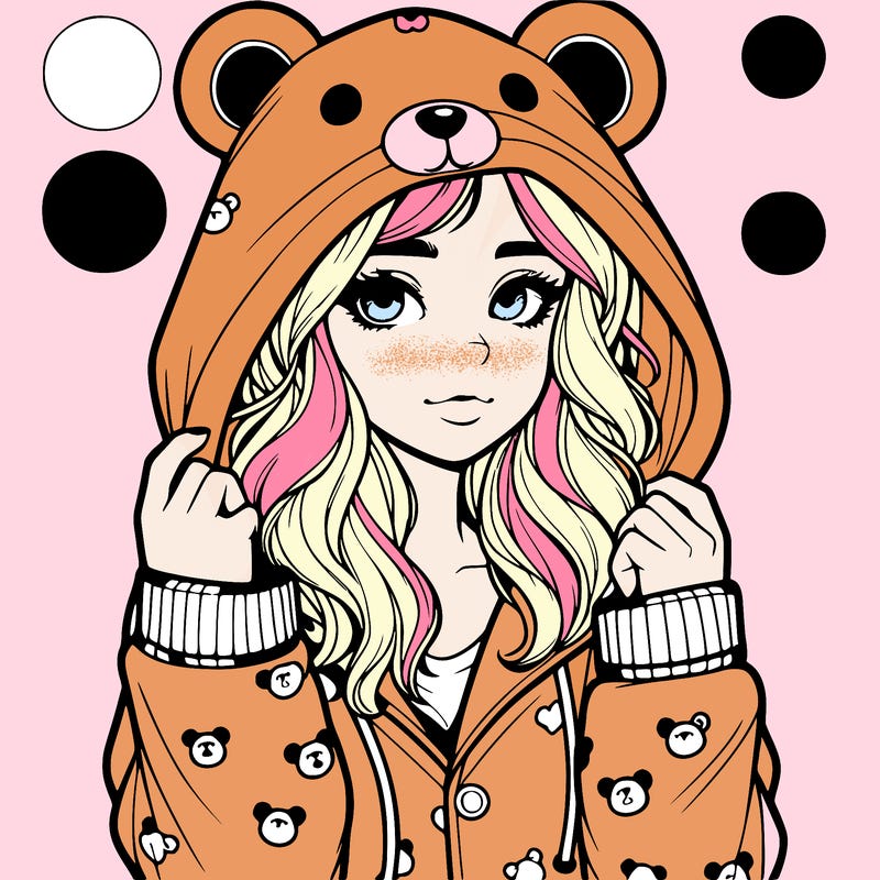 realistic girl in a animal pjs hoodie