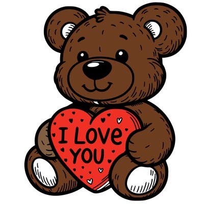 teddy bear holding an i love you heart