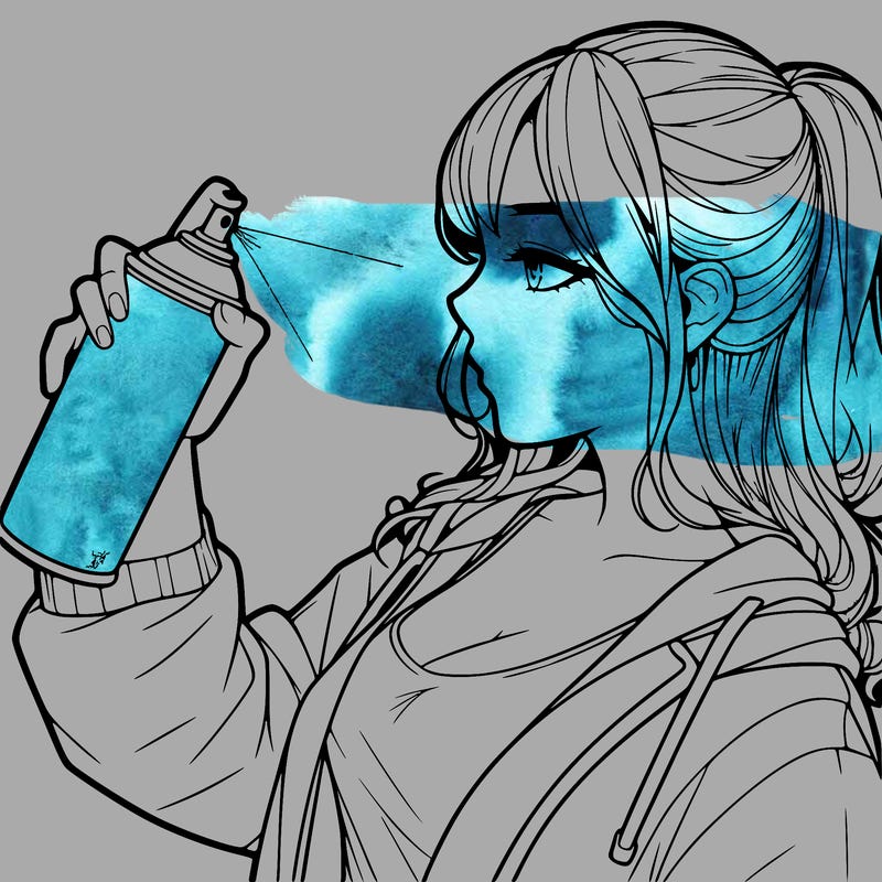 a realistic girl spray, painting