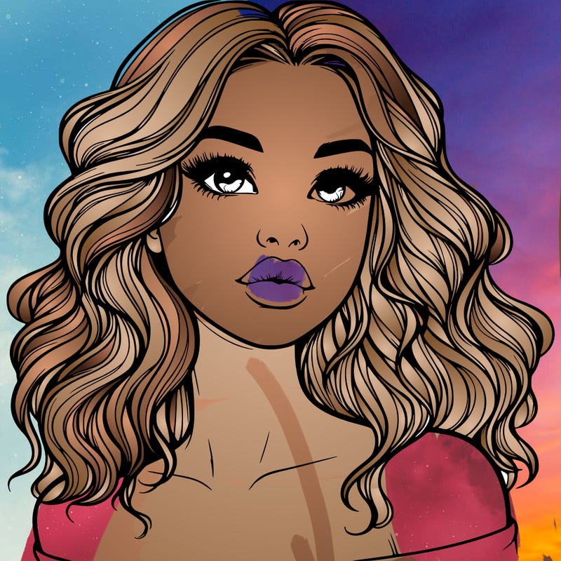 realistic girl with wavy hair and lips