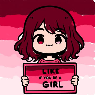 a cute girl holding a sign that says like if you’re a girl