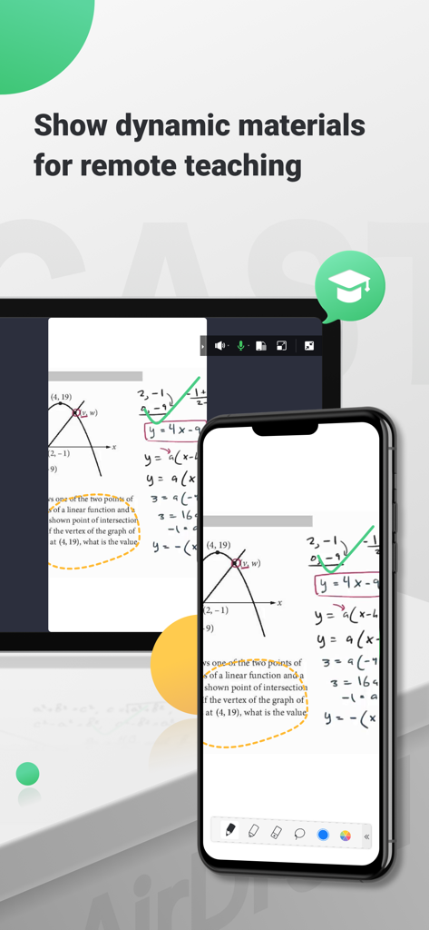 AirDroid Cast-screen mirroring - Smartphone screen mirroring math lessons and graphs to a computer for remote teaching