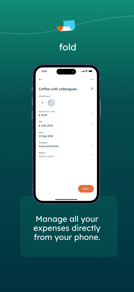Oberfläche der Declaree-App zur Verwaltung von Geschäftsspesen auf einem Smartphone
