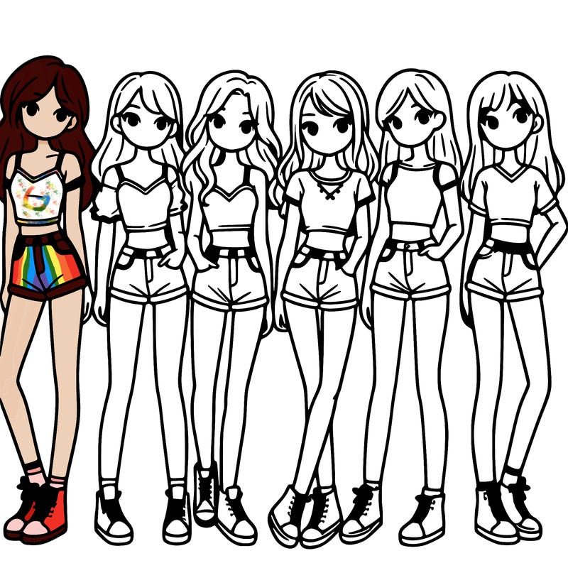 a group of girls wearing crop tops and shorts