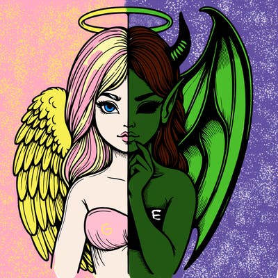 realistic angel half demon