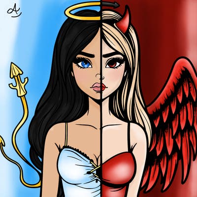 devil vs angel realistic girl