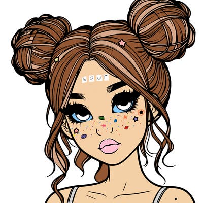 realistic girl with space buns