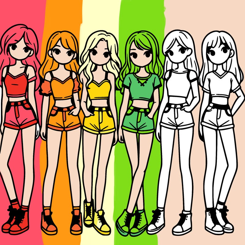 a group of girls wearing crop tops and shorts