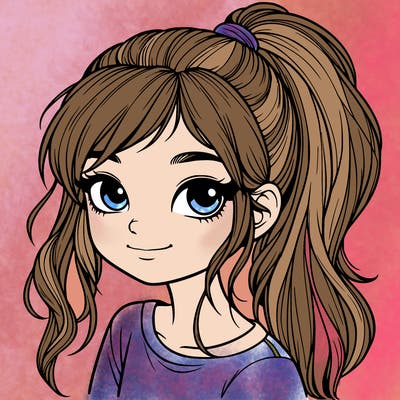 realistic girl with ponytail