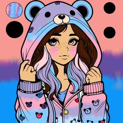 realistic girl in a animal pjs hoodie