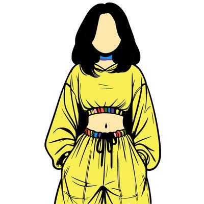 realistic girl faceless with baggy pants and a crop top