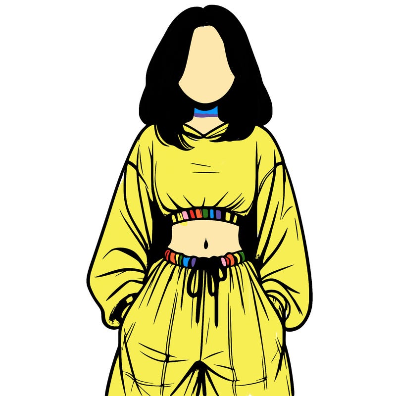 realistic girl faceless with baggy pants and a crop top