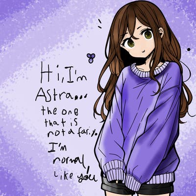 manga teen girl  in a sweater and baggy pants