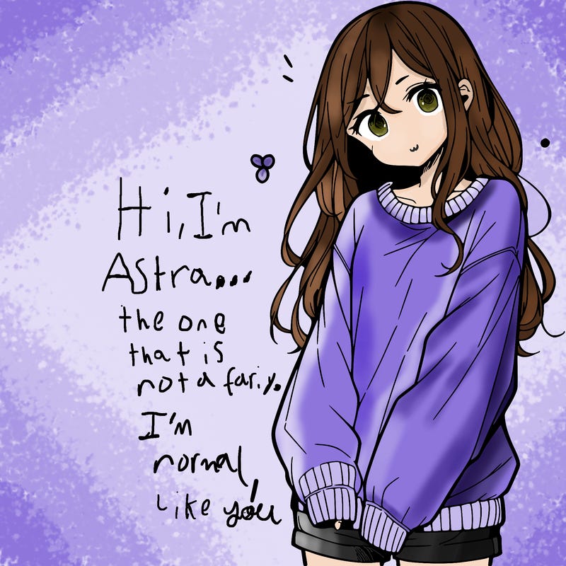 manga teen girl  in a sweater and baggy pants