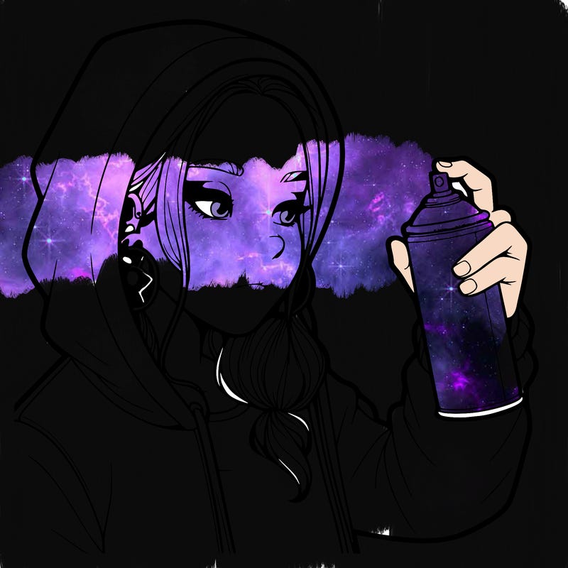 a realistic girl, spray painting