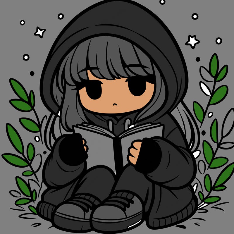 girl in oversized hoodie reading a book