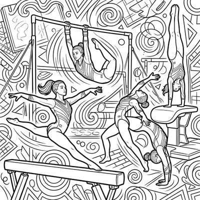 Celebrate the incredible athleticism of collegiate gymnasts with this vibrant coloring page. Capture the elegance and strength of these dedicated athletes as they perform breathtaking routines.