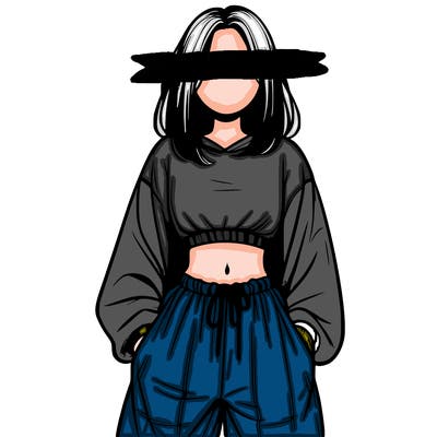 realistic girl faceless with baggy pants and a crop top