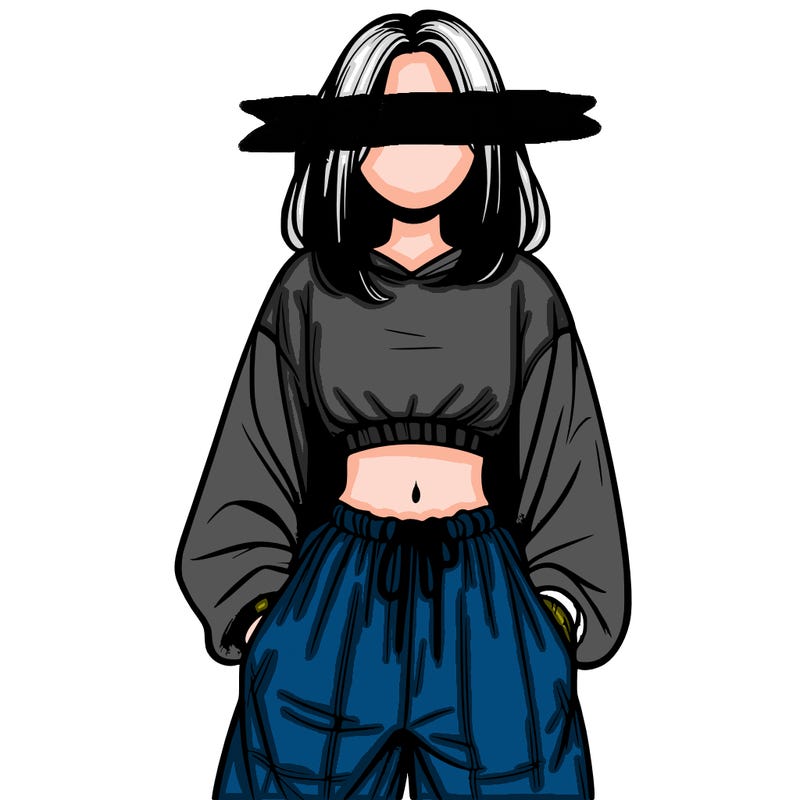 realistic girl faceless with baggy pants and a crop top