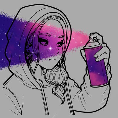 a realistic girl, spray painting