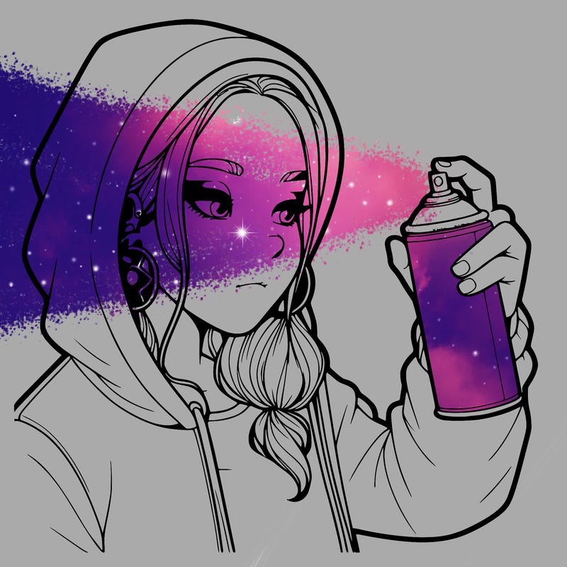 a realistic girl, spray painting