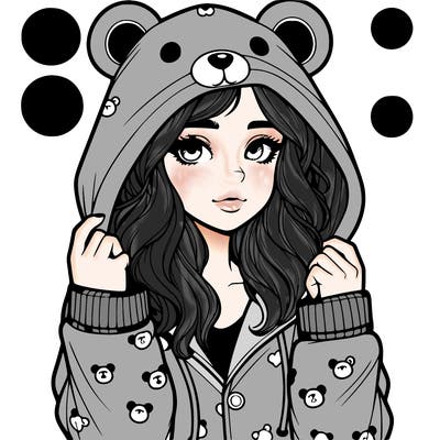 realistic girl in a animal pjs hoodie
